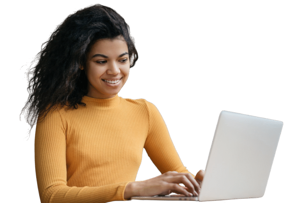 Women on laptop searching for Registered Agent