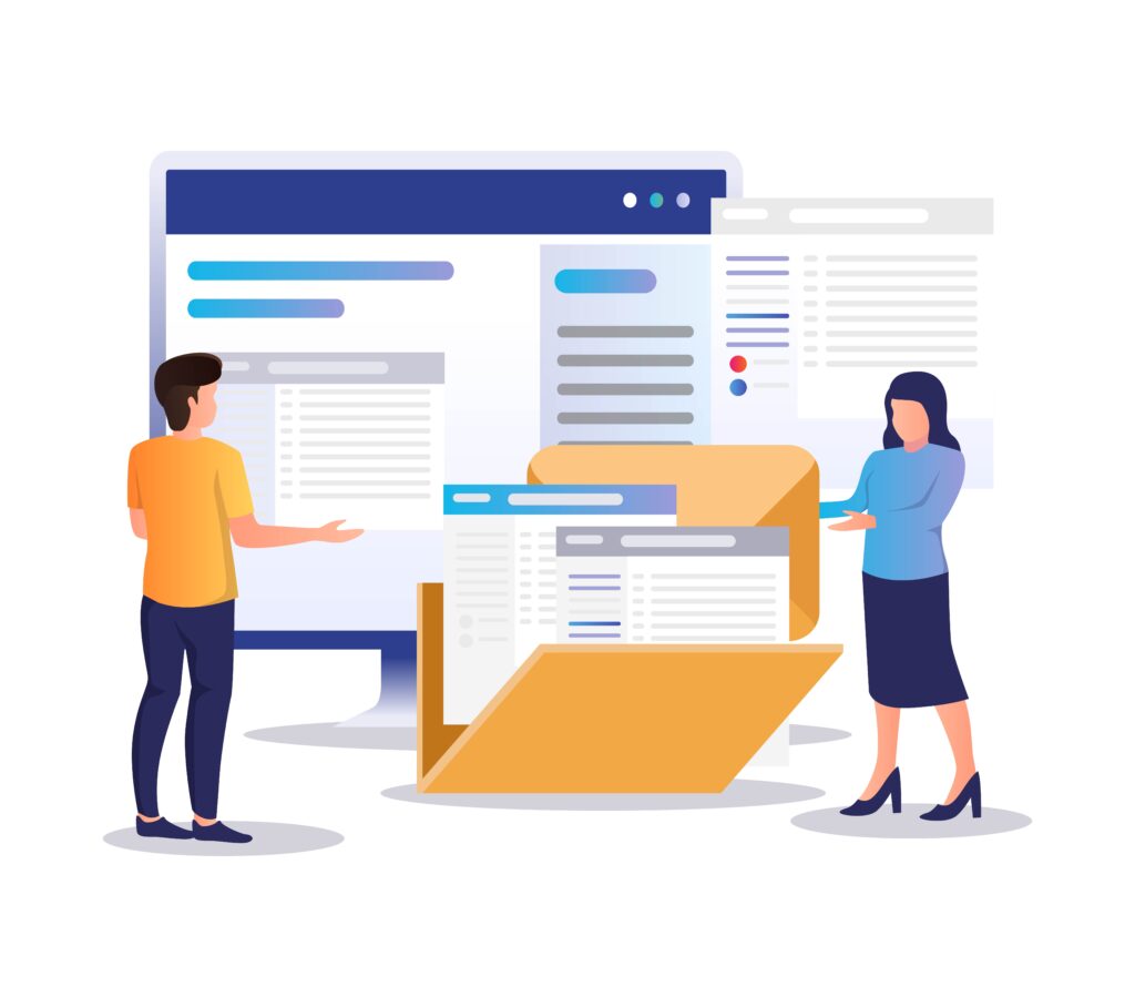 Employees scanning documents