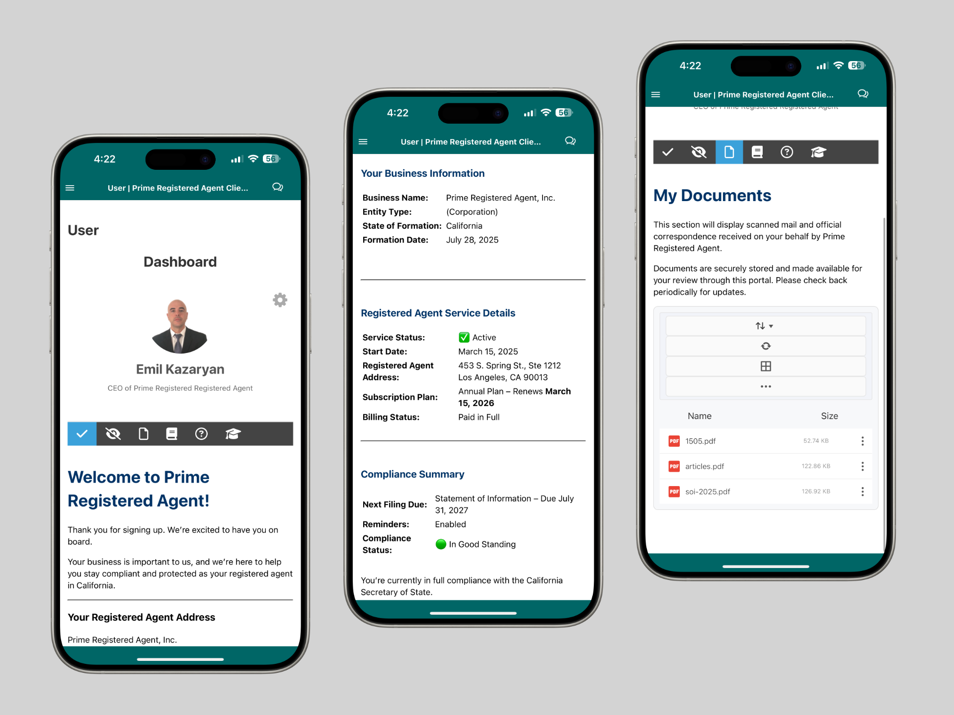 Prime Registered Agent App
