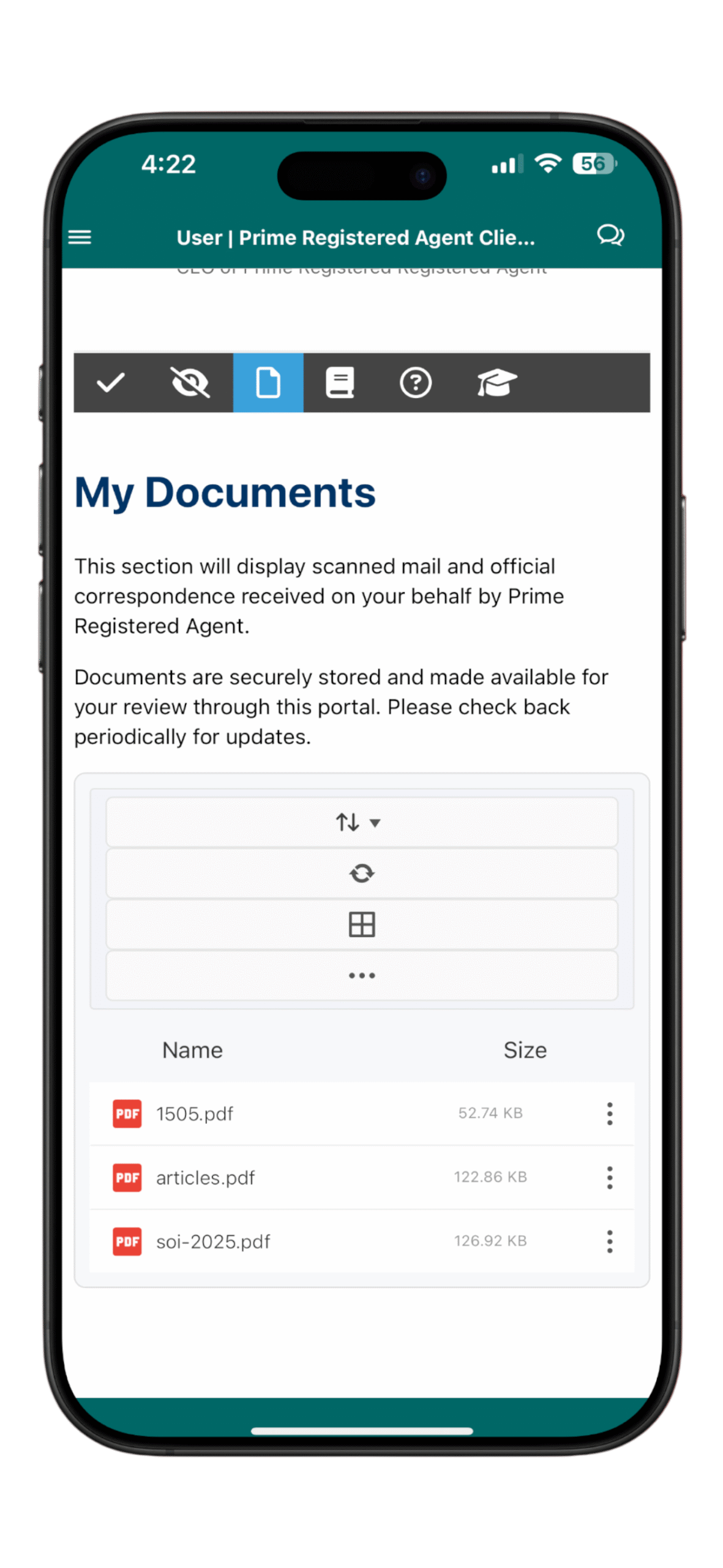Prime Registered Agent Mobile App